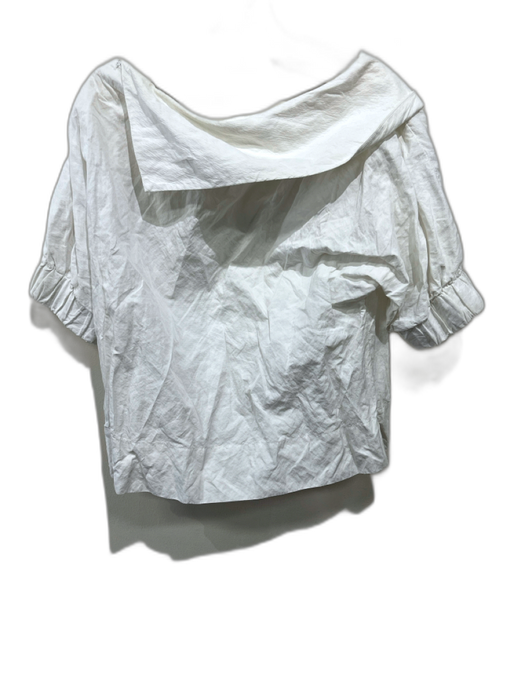 Finley Size S White Polyester Blend Crinkle Wide Neck 1/2 Balloon Sleeve Top White / S