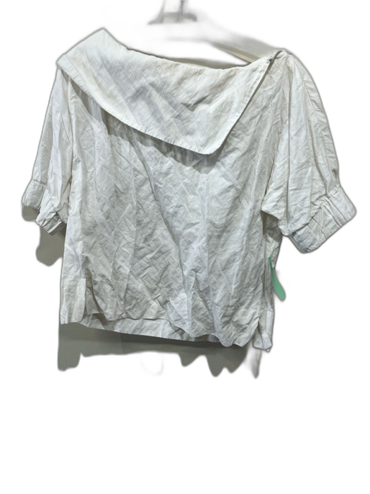 Finley Size S White Polyester Blend Crinkle Wide Neck 1/2 Balloon Sleeve Top White / S