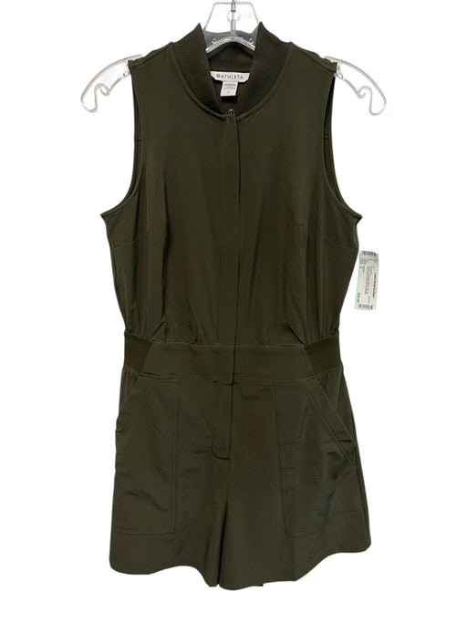 Athleta Size 2 Green Polyester Blend Zip Up Sleeveless Pockets Romper Green / 2