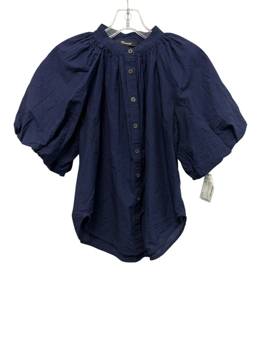 Madewell Size XS Navy Button Up Short Puff Sleeve Top Navy / XS