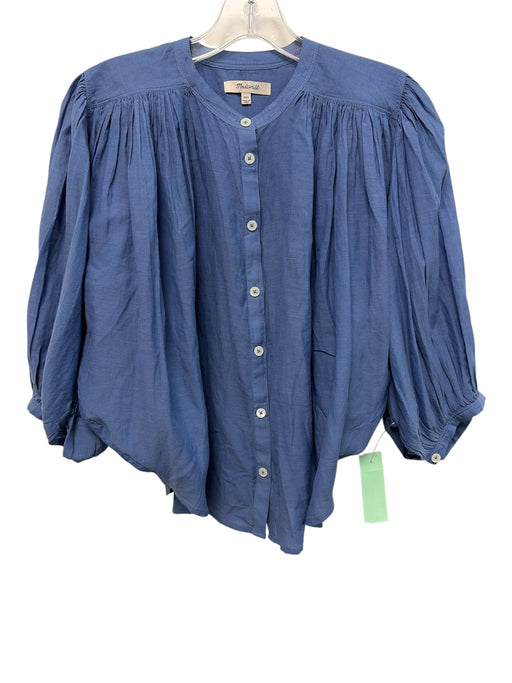 Madewell Size XS Navy Button Up Long Puff Sleeve Top Navy / XS