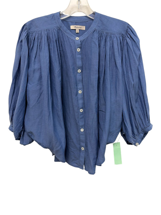Madewell Size XS Navy Button Up Long Puff Sleeve Top Navy / XS