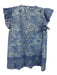 Bindu Size XS Blue Cotton Cap Sleeve Split Neck Floral Top Blue / XS