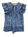 Bindu Size XS Blue Cotton Cap Sleeve Split Neck Floral Top Blue / XS