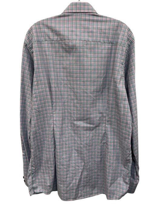 Eton Size 16.5 Pink & Aqua Cotton Plaid Button up Men's Long Sleeve Shirt Pink & Aqua / 16.5