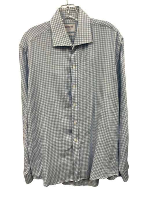 Ledbury Size L Light Blue & White Cotton Blend Plaid Flannel Long Sleeve Shirt Light Blue & White / L