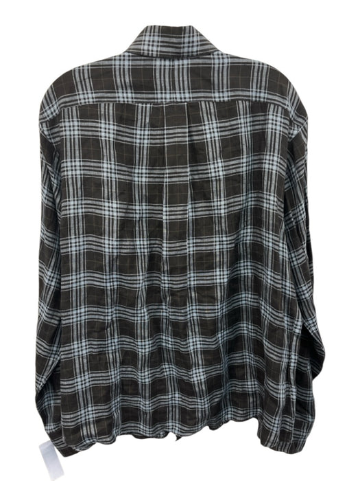 Hamilton Size XL Black & Light Blue Linen Plaid Button up Long Sleeve Shirt Black & Light Blue / XL