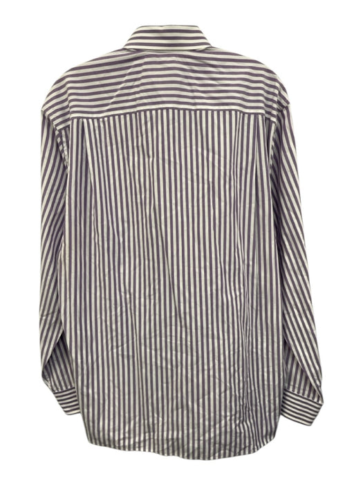 Solemare Size M Purple & White Cotton Striped Button up Men's Long Sleeve Shirt Purple & White / M