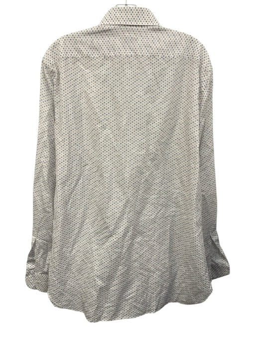 Isaia Size 17 White & Tan Linen Blend Floral Button up Men's Long Sleeve Shirt White & Tan / 17