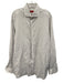 Isaia Size 17 White & Tan Linen Blend Floral Button up Men's Long Sleeve Shirt White & Tan / 17