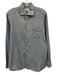 Giannetto Size L Blue Cotton Solid Button Up Spread Collar Long Sleeve Shirt Blue / L
