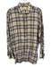Giannetto Size L Red & Beige Linen Blend Plaid Button Up Men's Long Sleeve Shirt Red & Beige / L