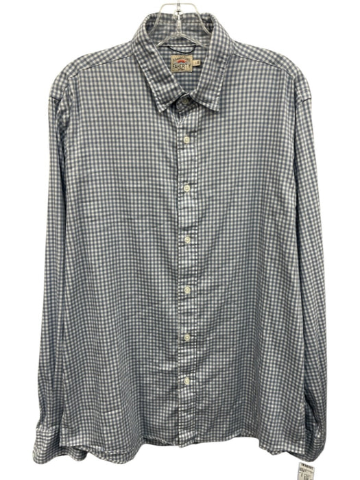 Faherty Size L Blue & White Synthetic Gingham Button Up Men's Long Sleeve Shirt Blue & White / L