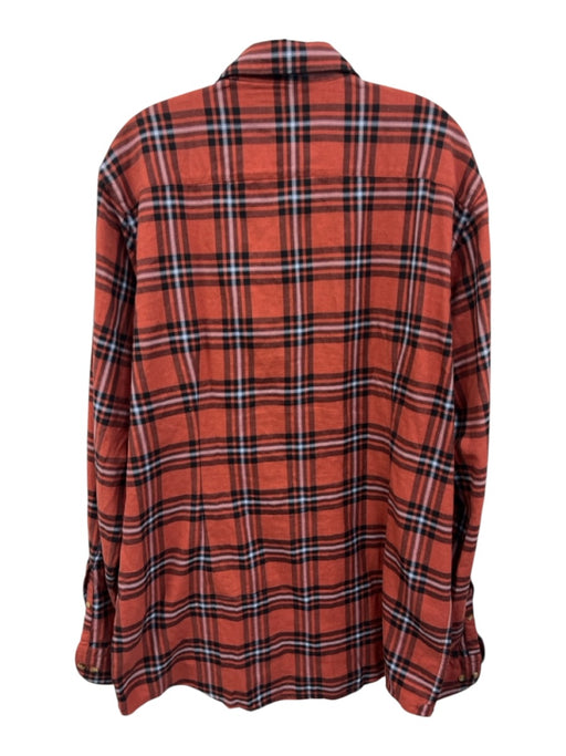 Eton Size L Red & Black Wool Blend Plaid Flannel Button up Long Sleeve Shirt Red & Black / L