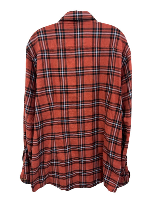 Eton Size L Red & Black Wool Blend Plaid Flannel Button up Long Sleeve Shirt Red & Black / L