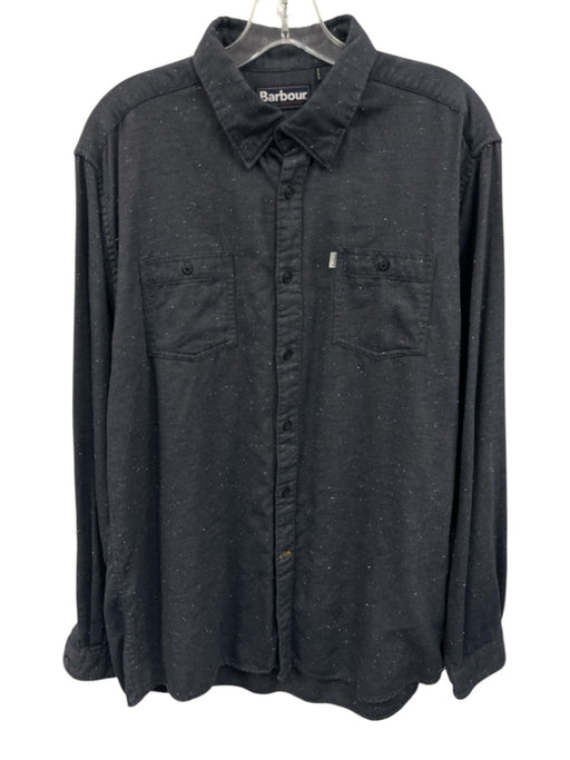Barbour Size L Gray Cotton Blend Speckled Button Up Men's Long Sleeve Shirt Gray / L