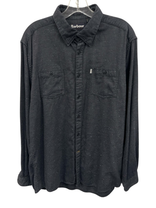 Barbour Size L Gray Cotton Blend Speckled Button Up Men's Long Sleeve Shirt Gray / L