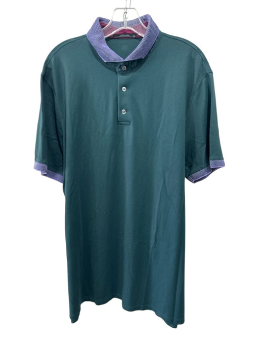 Greyson Size XL Green & Purple Nylon & Cotton Blend Polo Men's Short Sleeve Green & Purple / XL