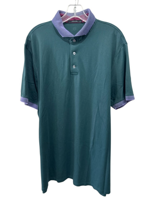 Greyson Size XL Green & Purple Nylon & Cotton Blend Polo Men's Short Sleeve Green & Purple / XL