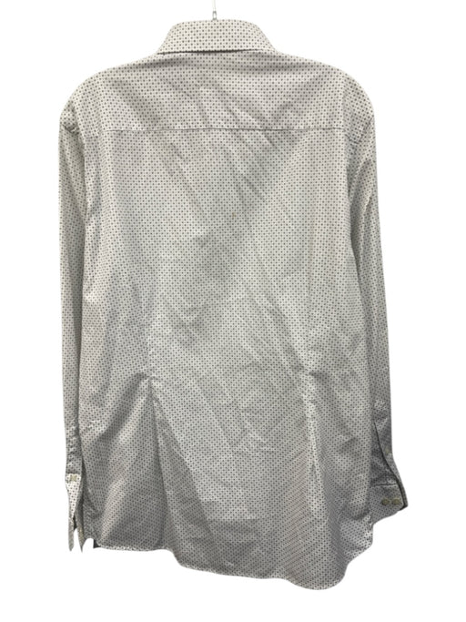 Eton Size 16.5 White & Gray Cotton Abstract Button Up Men's Long Sleeve Shirt White & Gray / 16.5