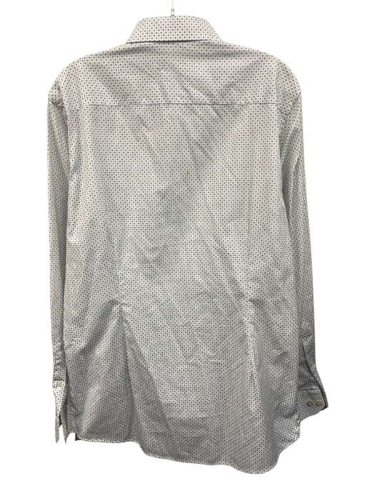 Eton Size 16.5 White & Gray Cotton Abstract Button Up Men's Long Sleeve Shirt White & Gray / 16.5