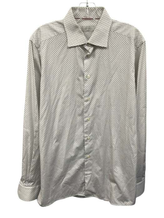 Eton Size 16.5 White & Gray Cotton Abstract Button Up Men's Long Sleeve Shirt White & Gray / 16.5