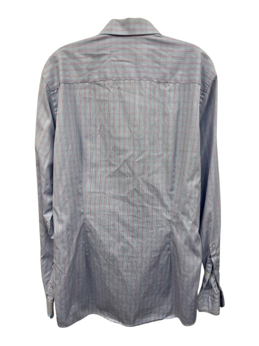 Eton Size 16.5 Blue & Pink Cotton Plaid Button Up Men's Long Sleeve Shirt Blue & Pink / 16.5