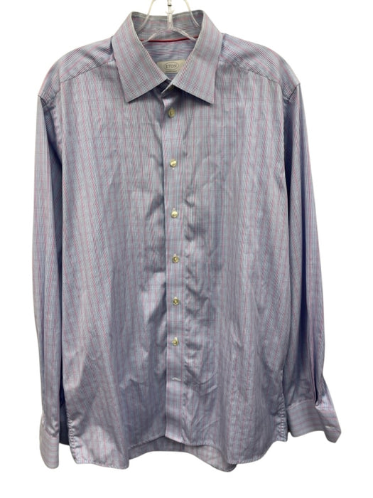 Eton Size 16.5 Blue & Pink Cotton Plaid Button Up Men's Long Sleeve Shirt Blue & Pink / 16.5