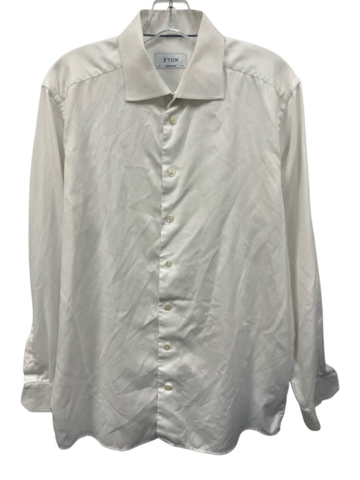 Eton Size 16.5 White Cotton Solid Button Up Spread Collar Long Sleeve Shirt White / 16.5