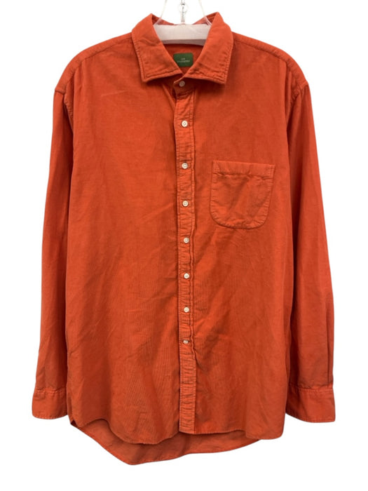 Sid Mashburn Size L Orange Cotton Blend Cordouroy Button up Long Sleeve Shirt Orange / L