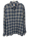 Giangi Size 17.5 Blue & Gray Cotton Blend Plaid Button Up Long Sleeve Shirt Blue & Gray / 17.5