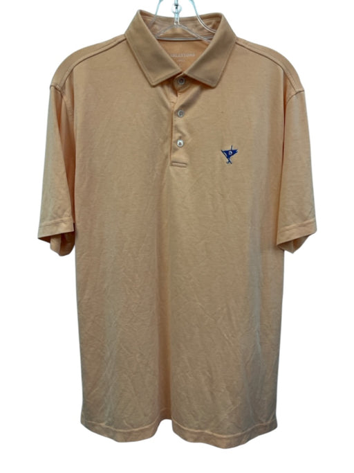 Herleston's Size L Orange Cotton Blend Solid Polo Men's Short Sleeve Orange / L
