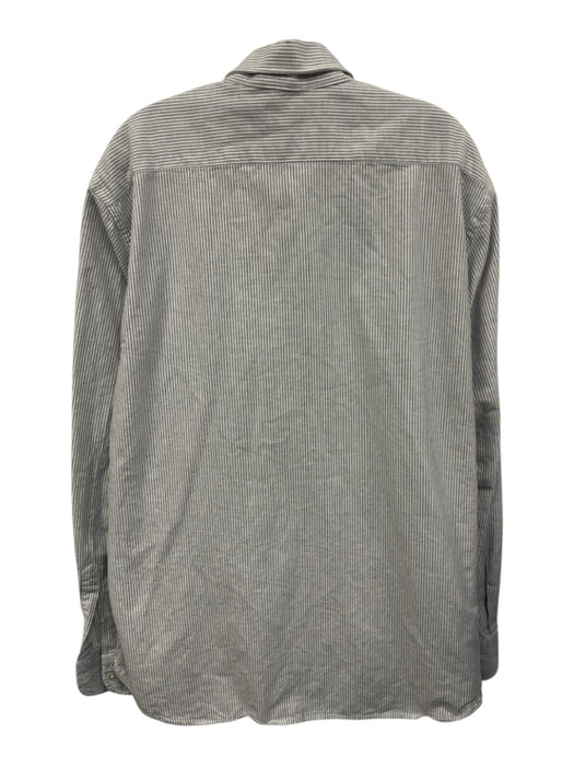 Tiki Size XL Gray & White Cotton Striped Oxford Button up Long Sleeve Shirt Gray & White / XL