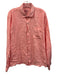 Peter Millar Size L Red Linen Washed Button up Men's Long Sleeve Shirt Red / L