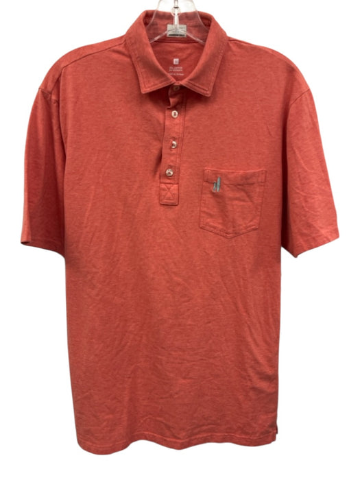 Johnnie O Size M Red Cotton Blend Solid Polo Men's Short Sleeve Red / M