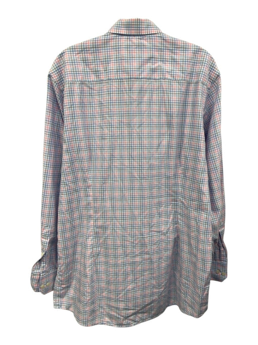 Eton Size L Pink & Blue Cotton Plaid Button Up Men's Long Sleeve Shirt Pink & Blue / L