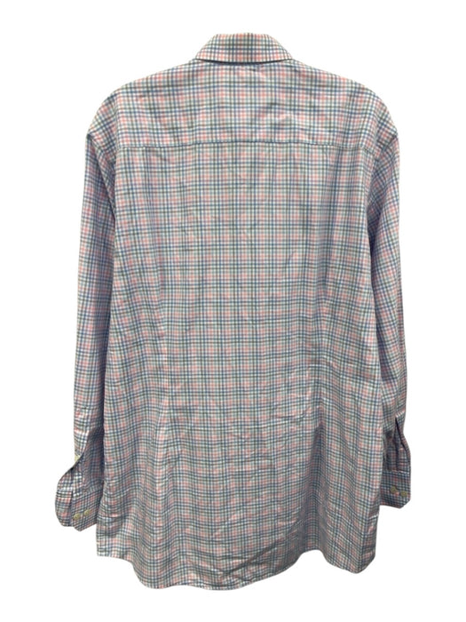 Eton Size L Pink & Blue Cotton Plaid Button Up Men's Long Sleeve Shirt Pink & Blue / L