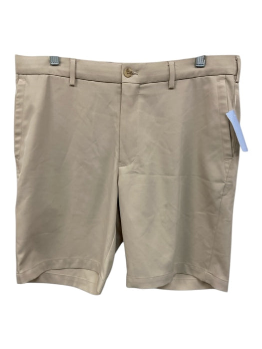 Peter Millar Size 34 Off White Synthetic Solid Athletic Khakis Men's Shorts Off White / 34