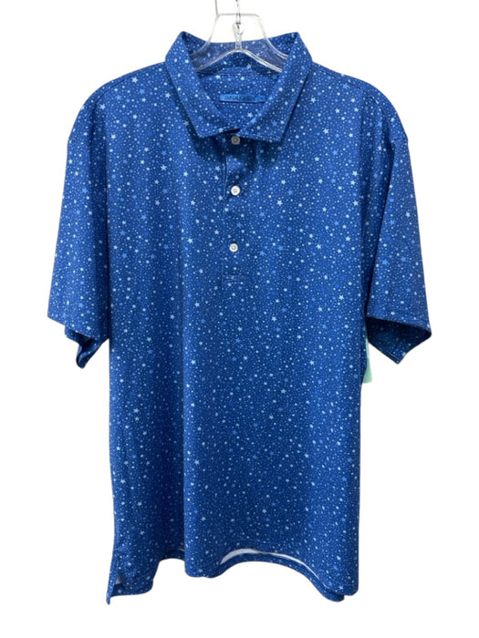 J Mclaughlin Size XL Blue Polyester Stars Polo Men's Short Sleeve Blue / XL