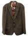 Paisley & Gray Tan & Blue Wool Blend Plaid Peak Lapel 2 Button Men's Blazer Tan & Blue / Est 42