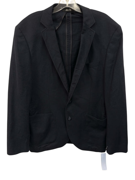 Saks Fifth Ave Blue Linen Blend Plaid Patch Pocket 2 Button Men's Blazer Blue / 42