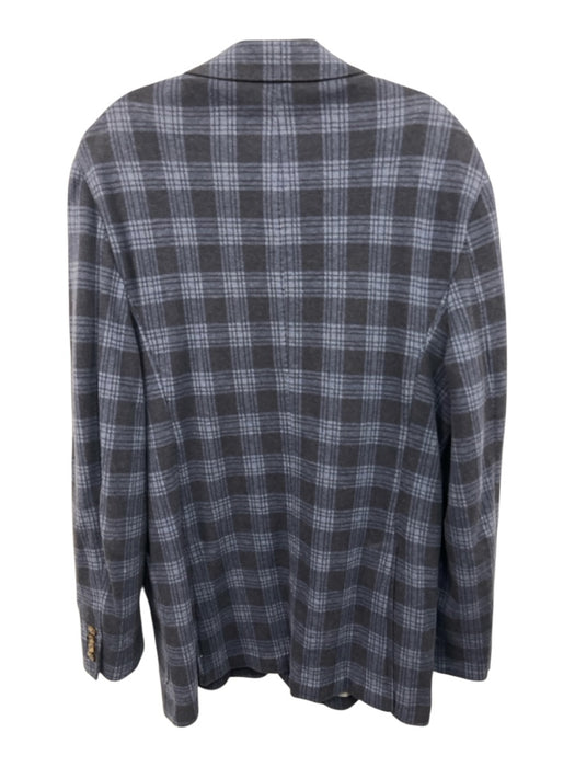 Robert Talbott Blue Wool Blend Plaid Patch Pocket 2 Button Men's Blazer Blue / L