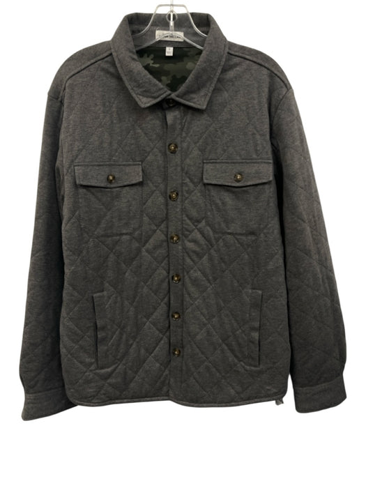 Peter Millar Size L Gray Cotton Blend Quilted Button Up Men's Jacket Gray / L