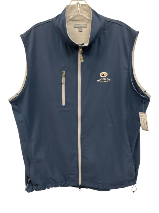 Peter Millar Size L Blue Synthetic Solid Vest Athleisure Men's Jacket Blue / L