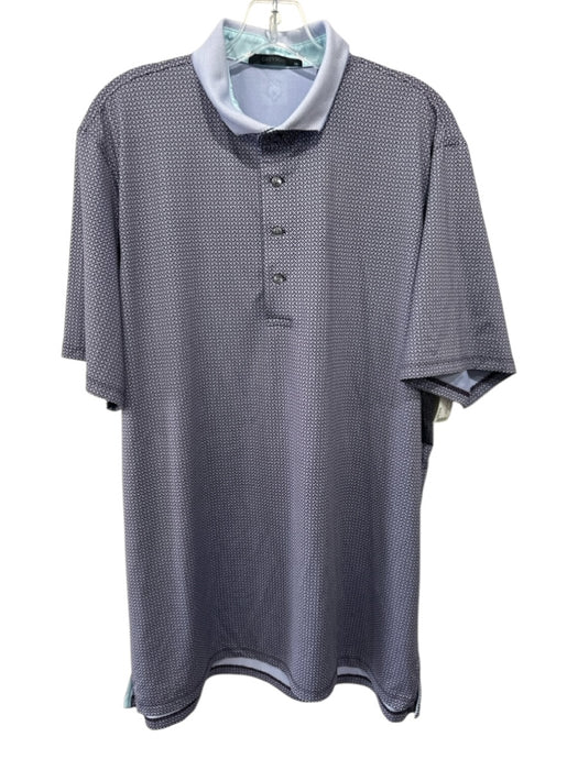 Greyson Size XL Blue & Purple Polyester All Over Print Polo Men's Short Sleeve Blue & Purple / XL
