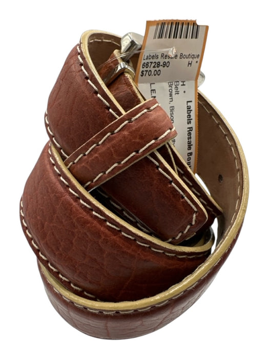 L.E.N. Brown Bison Leather Men's Belt Brown