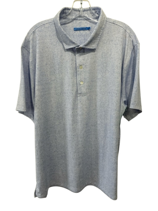 J Mclaughlin Size XL White & Blue Polyester All Over Print Polo Short Sleeve White & Blue / XL