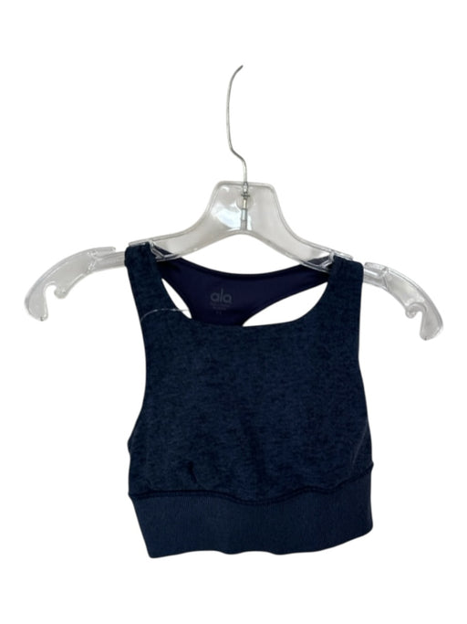 Alo Size XS Navy Polyester Blend Built in bra Racerback Cropped Athletic Top Navy / XS