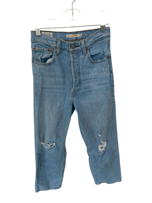Levi's Size 26 Light Wash Cotton High Waist Button Fly distressed Jeans Light Wash / 26