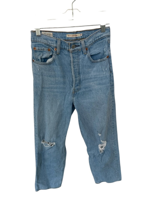 Levi's Size 26 Light Wash Cotton High Waist Button Fly distressed Jeans Light Wash / 26